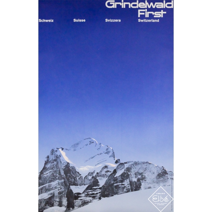 Affiche ancienne originale de voyage - Grindewald First Suisse - Marc Rudin - Circa 1970 - 101 par 65 cm