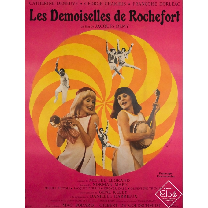 Affiche ancienne originale de cinéma - Les Demoiselles de Rochefort - Demy - Ferracci - 155 par 117 cm