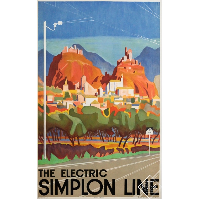 Original vintage travel poster The electric Simplon line  - Circa 1950 - 40.55 by 25.2 inches