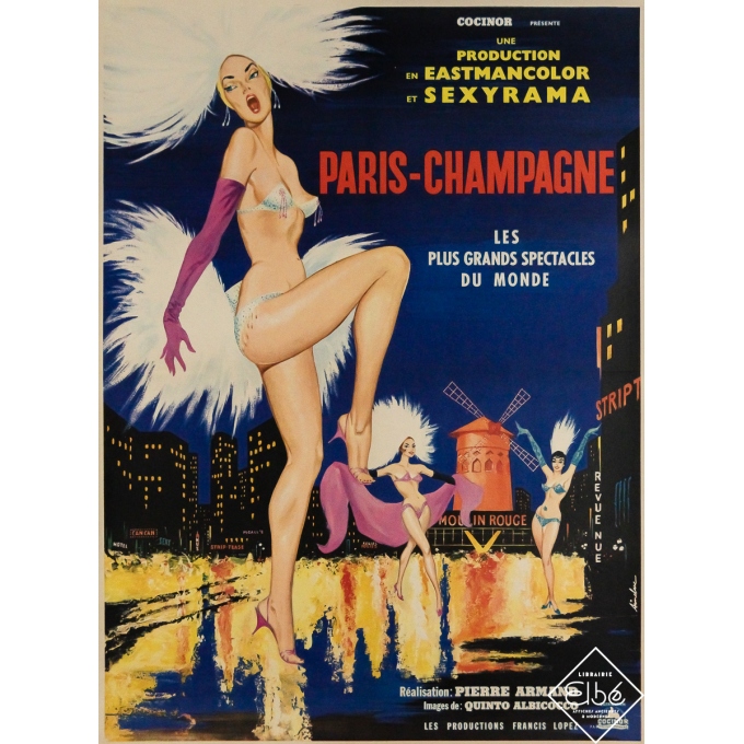 Original vintage movie poster Paris-Champagne - Aindarc - Circa 1960 - 31.1 by 22.83 inches