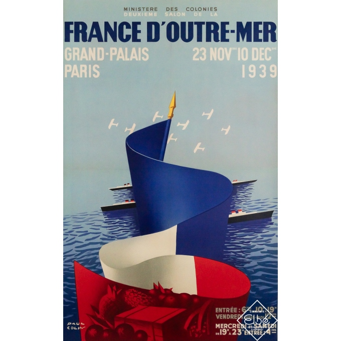 Affiche ancienne originale - Exposition 1939 - France d’Outre-mer - Paul Colin - 98 par 62 cm