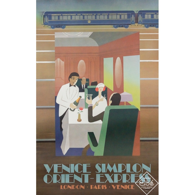 Original vintage travel poster Venice Simplon Orient Express - Fix Masseau - 38.98 by 24.41 inches