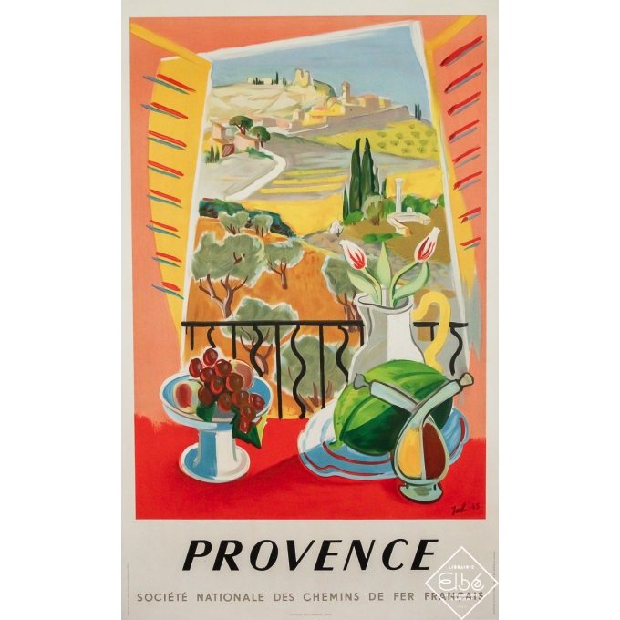 Affiche ancienne originale de voyage - Provence - SNCF - Jal - 100 par 62 cm