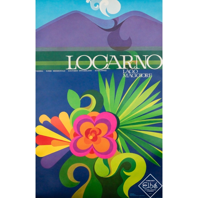 Affiche ancienne originale de voyage - Locarno Suisse - A. Losa - Locarno - Circa 1970 - 101 par 66 cm