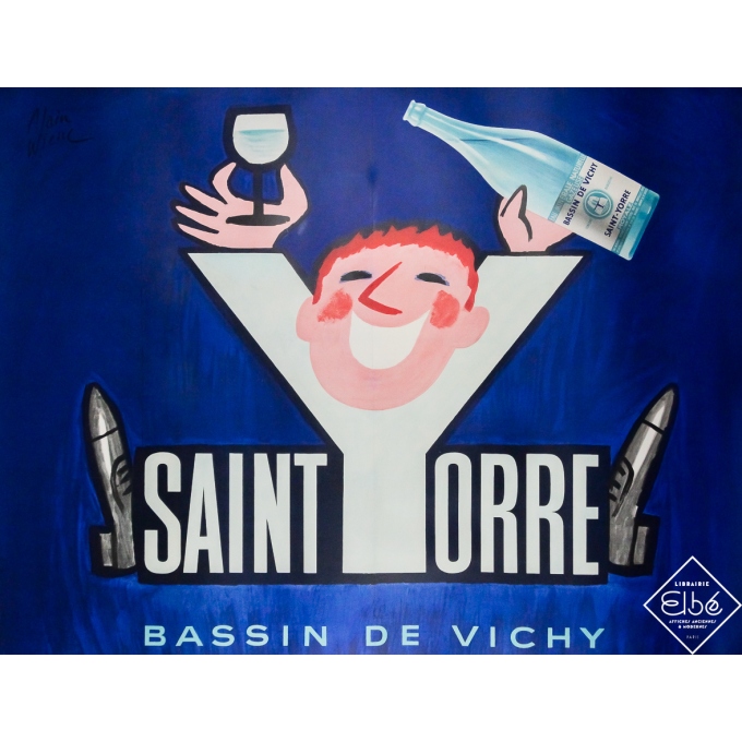 Affiche ancienne originale de publicité - Saint-Yorre  - Alain Wienc - Circa 1950 - 118 par 155 cm