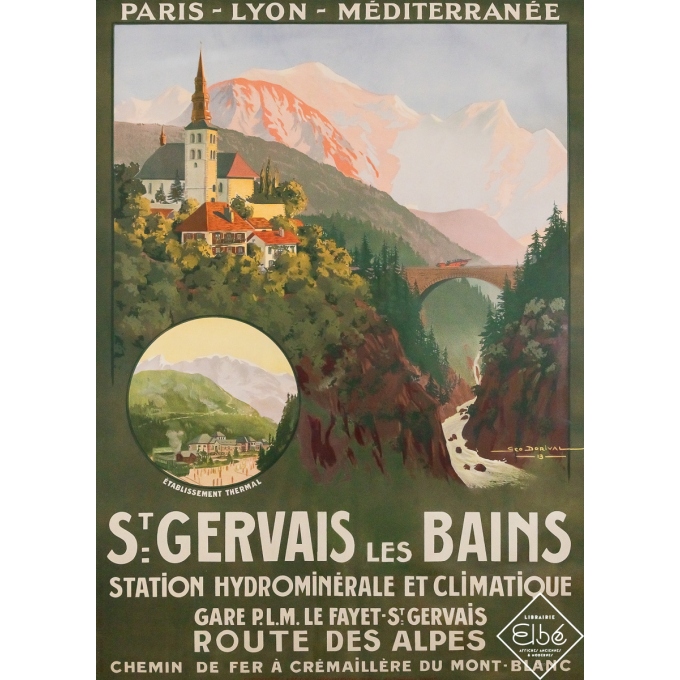 Affiche ancienne originale de voyage - Saint-Gervais-les-Bains - Geo Dorival - 104 par 74.5 cm