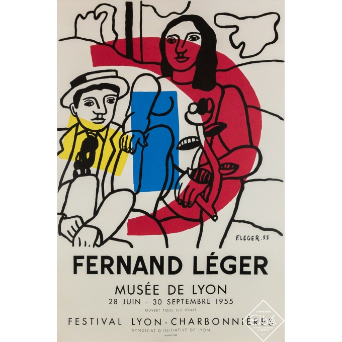 Affiche ancienne originale d'exposition d'après Fernand Léger  - Fernand Léger Musée de Lyon - Fernand Léger  - 77 par 51.5 cm