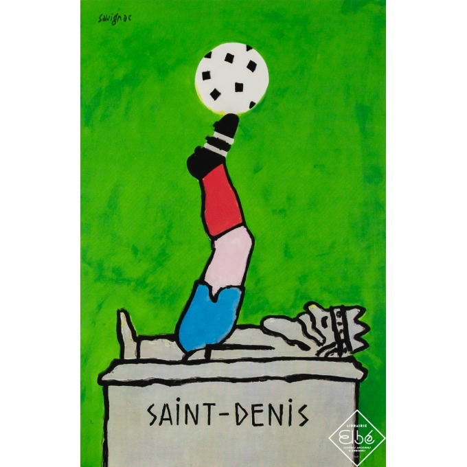 Affiche ancienne originale d'exposition d'après Savignac - Saint-Denis - football  - Savignac - 57 par 38 cm