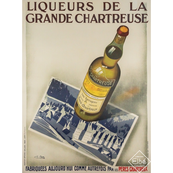 Affiche ancienne originale de publicité - Liqueurs de la grande Chartreuse  - G. Favre - Circa 1920 - 159 par 120 cm