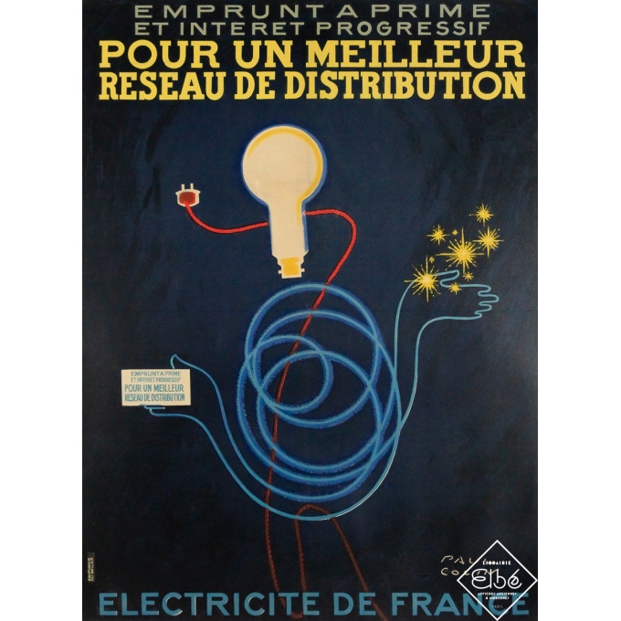 Affiche ancienne originale de publicité - Électricité de France - Paul Colin - Circa 1950 - 77 par 57 cm